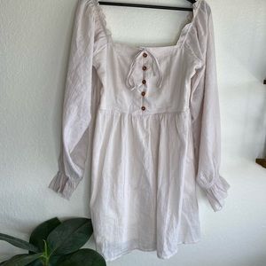 White Linen-Like Boho, Puff Sleeve Zoco Dress NEW WITH TAGS